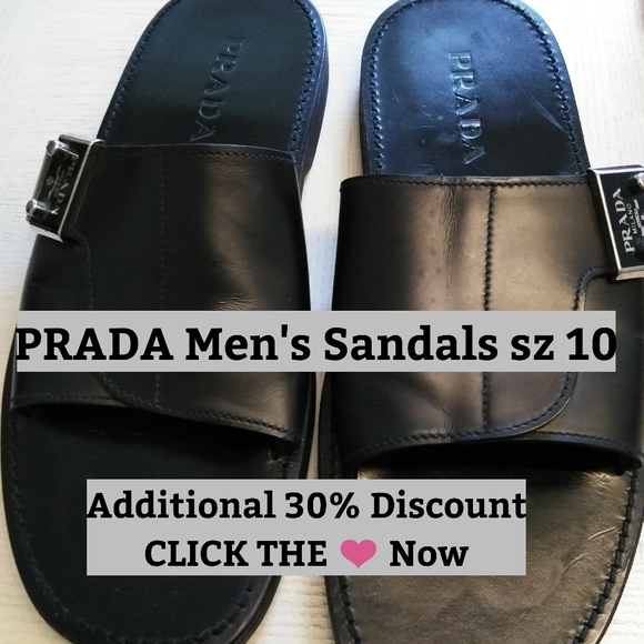 Prada Other - PRADA, Men's black logo Sandals sz 10